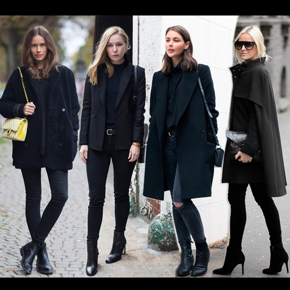 Black coat with hoodie.